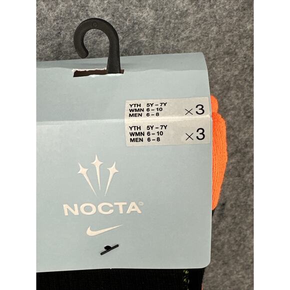 Nike x Nocta Drake DRI-FIT Crew Socks 3 Pack Black Men's Size 6-8 DD9240-909 - Picture 2 of 11